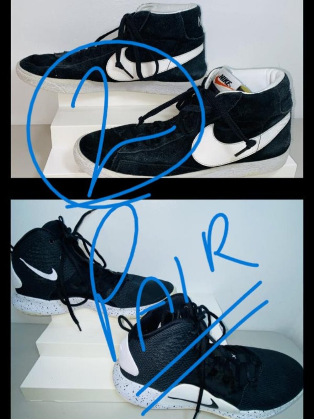 (2) Pair NIKE Men's Sz 10.5m Shoes - Hyperdunk X EP & Blazer Mid '77 SB Zoom